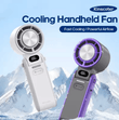 KINSCOTER Portable Foldable Handheld Fan – 3600mAh Rechargeable Turbo Fan with 100-Level Adjustable Speed for Outdoor Cooling