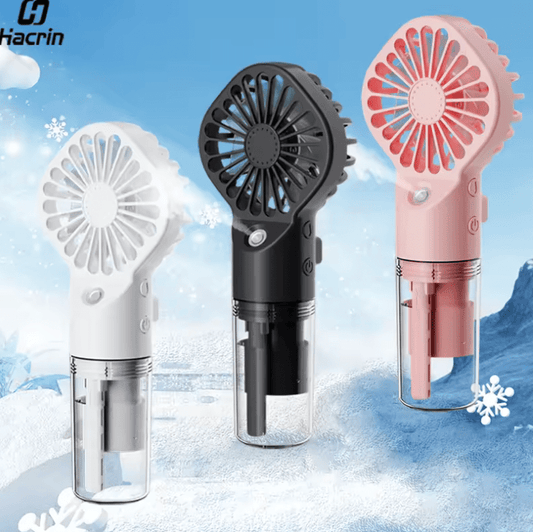 Portable USB Handheld Mist Fan – Mini Rechargeable Cooling Fan with Built-in Humidifier for Travel, Office & Outdoor Use