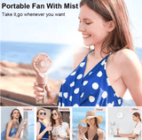 Portable USB Handheld Mist Fan – Mini Rechargeable Cooling Fan with Built-in Humidifier for Travel, Office & Outdoor Use