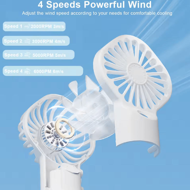 Portable USB Handheld Mist Fan – Mini Rechargeable Cooling Fan with Built-in Humidifier for Travel, Office & Outdoor Use