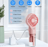 Portable USB Handheld Mist Fan – Mini Rechargeable Cooling Fan with Built-in Humidifier for Travel, Office & Outdoor Use