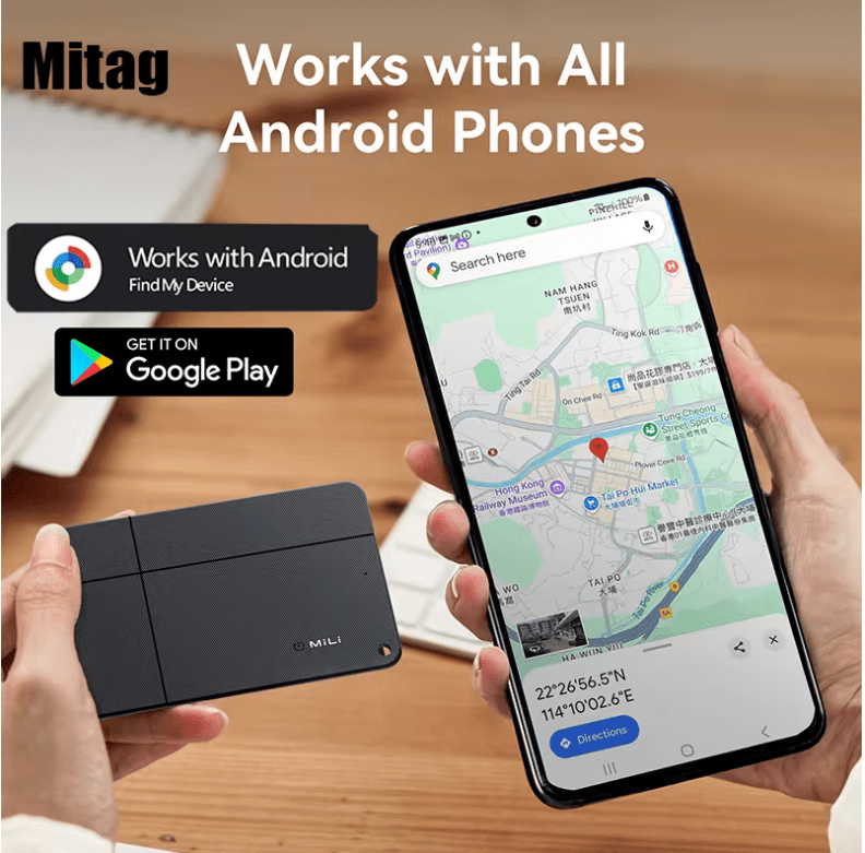 MiLi Go Smart GPS Tracker Card – MiTag Bluetooth Anti-Lost Device with Google Find My Support for Android & MiCard Pro