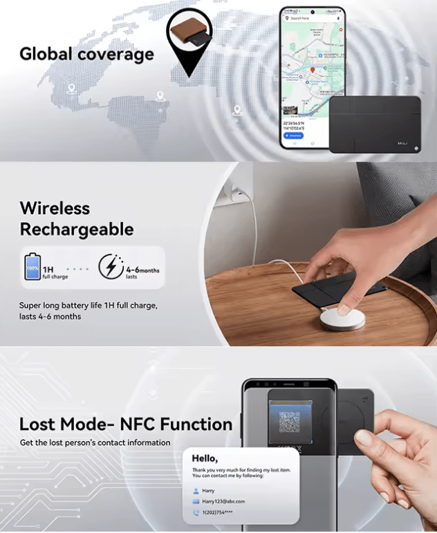 MiLi Go Smart GPS Tracker Card – MiTag Bluetooth Anti-Lost Device with Google Find My Support for Android & MiCard Pro