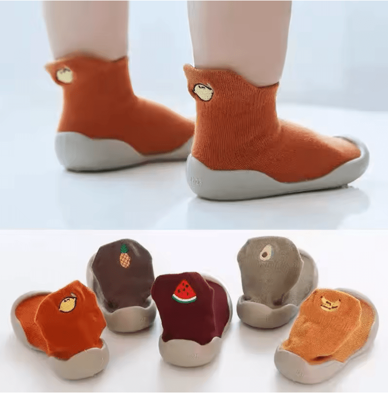 Fruit Pattern Baby Floor Socks – Non-Slip Cartoon Toddler Shoes with Breathable Cotton Sole for Boys & Girls