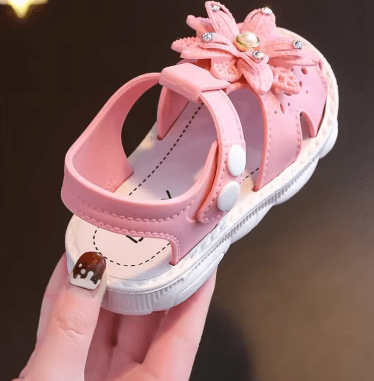 Cute Bow Baby Girl Summer Sandals – Soft Non-Slip PVC Beach Shoes for Toddlers & Kids