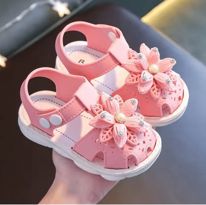 Cute Bow Baby Girl Summer Sandals – Soft Non-Slip PVC Beach Shoes for Toddlers & Kids