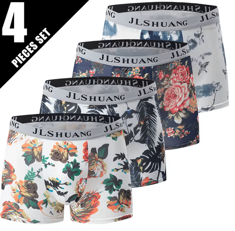 4-Pack Men’s & Teen Boys’ Boxer Briefs – Fashionable, Comfy Boyshorts with Elastic Waistband – Multicolor, Multi-Size Underwear