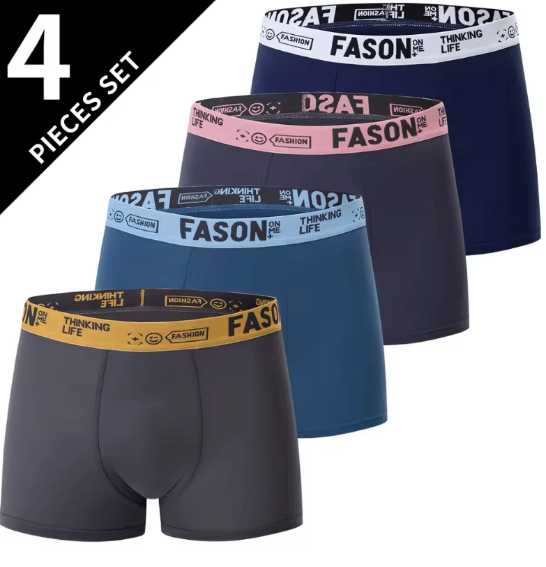 4-Pack Men’s & Teen Boys’ Boxer Briefs – Fashionable, Comfy Boyshorts with Elastic Waistband – Multicolor, Multi-Size Underwear