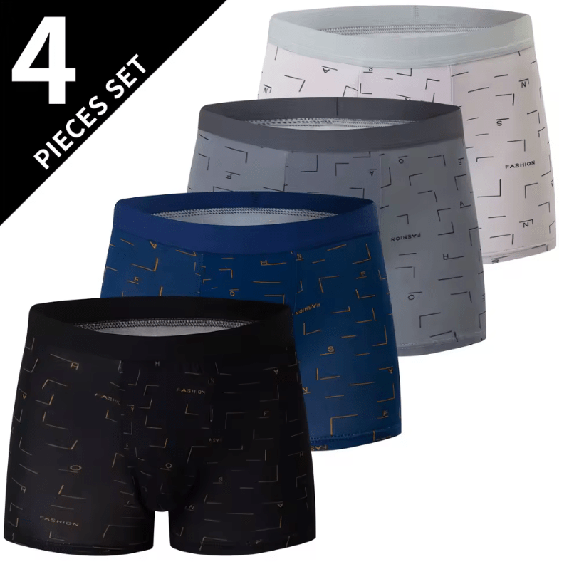 4-Pack Men’s & Teen Boys’ Boxer Briefs – Fashionable, Comfy Boyshorts with Elastic Waistband – Multicolor, Multi-Size Underwear