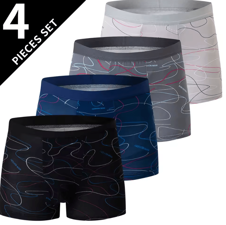 4-Pack Men’s & Teen Boys’ Boxer Briefs – Fashionable, Comfy Boyshorts with Elastic Waistband – Multicolor, Multi-Size Underwear