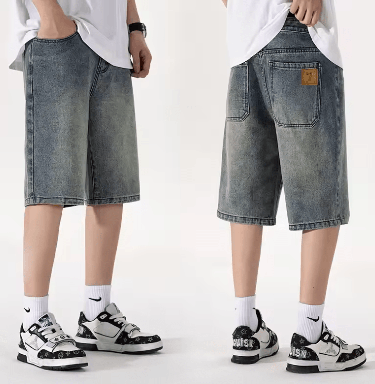 Danboney Men’s Vintage Denim Shorts – Loose Fit, Summer Casual