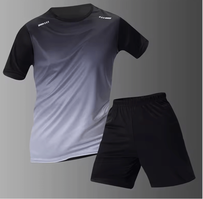 Men’s Gradient Sports Set – Summer T-Shirt & Shorts for Teens