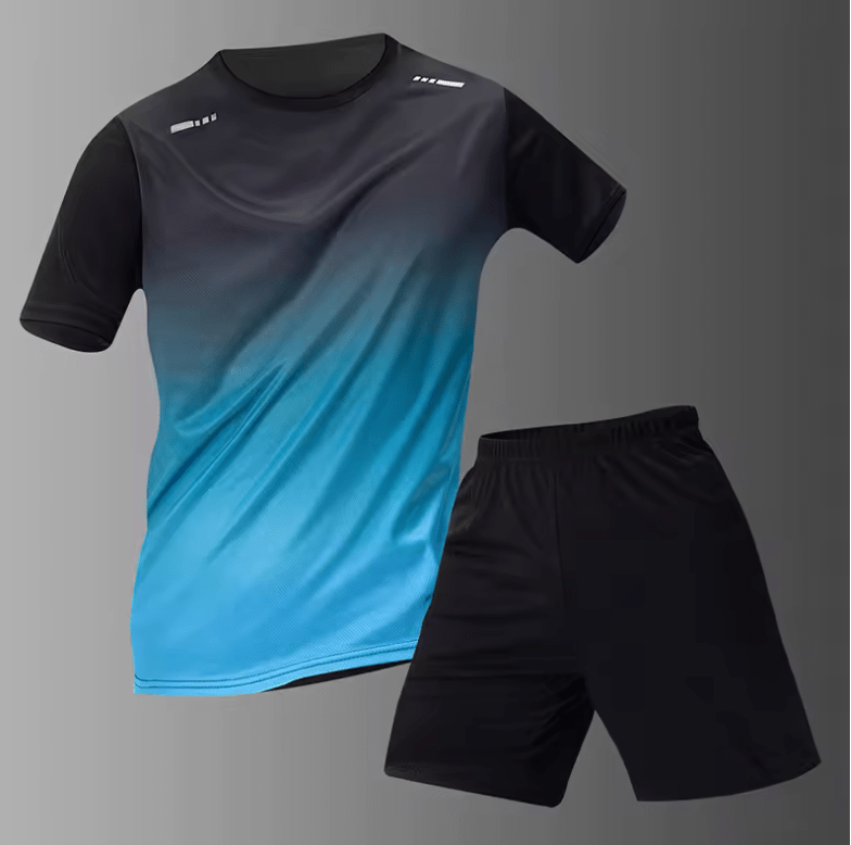 Men’s Gradient Sports Set – Summer T-Shirt & Shorts for Teens