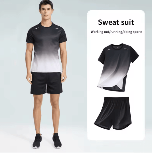 Men’s Gradient Sports Set – Summer T-Shirt & Shorts for Teens