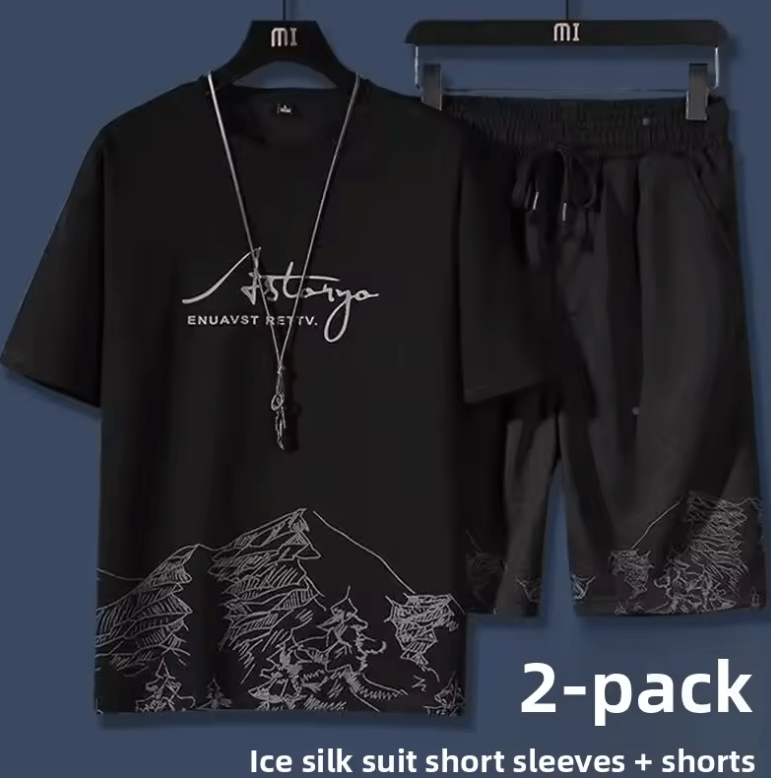 Men’s Ice Silk Quick-Dry Set – Summer T-Shirt & 5” Shorts