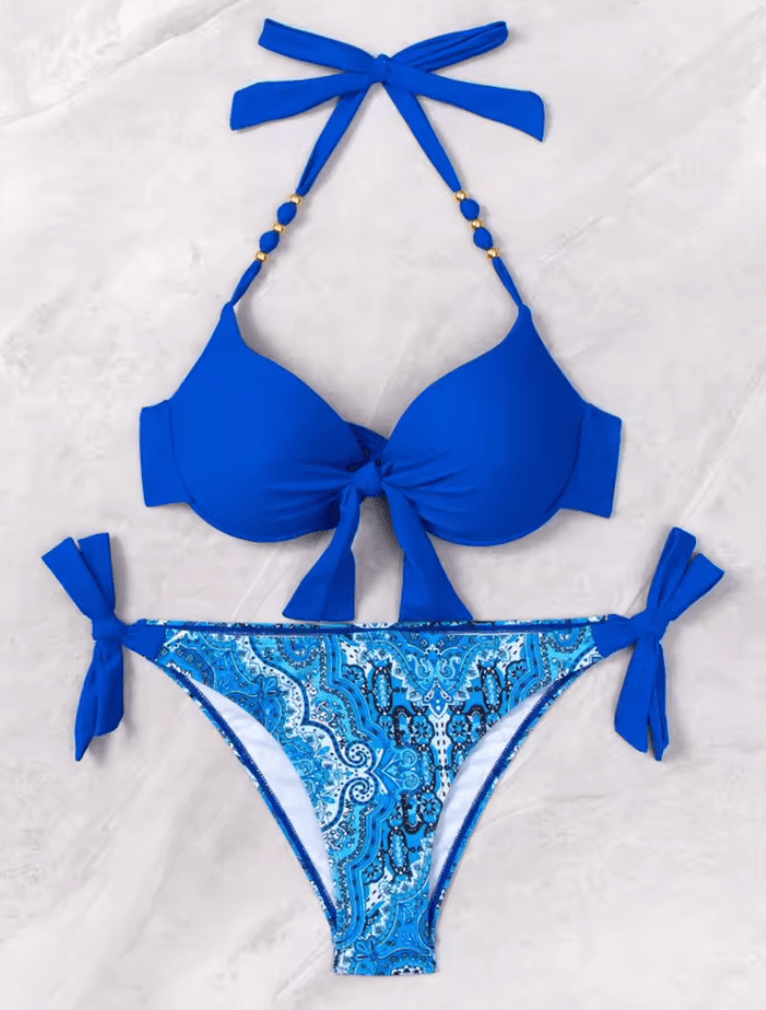 2025 Sexy Print Bikini – Halter Push-Up Two-Piece Swimwear