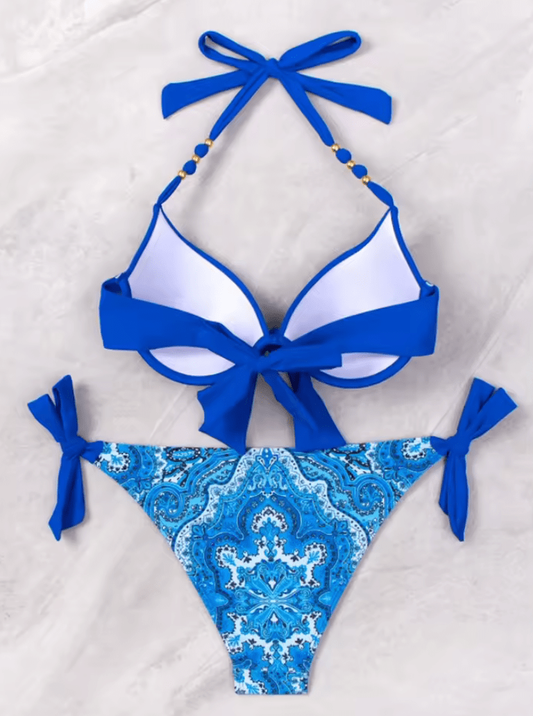 2025 Sexy Print Bikini – Halter Push-Up Two-Piece Swimwear