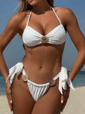 Sexy Metal Shell Bikini – Strappy High Cut Two-Piece 2025