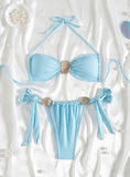 Sexy Metal Shell Bikini – Strappy High Cut Two-Piece 2025