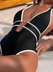 Deep V Neck Halter One-Piece Swimsuit for Women – High Leg Cut, Backless Monokini, Padded Swimwear