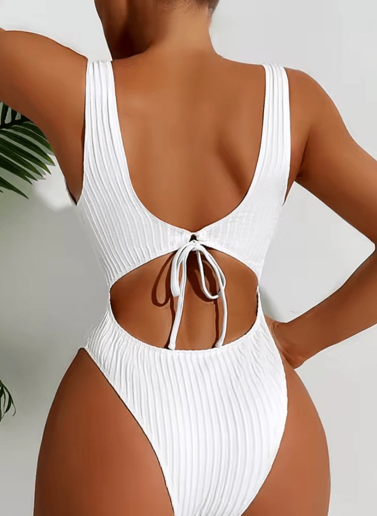 Women’s One-Piece Swimsuit – Solid Color Slim Fit Monokini, Backless, 2025 Summer Beach Swimwear