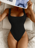 Women’s One-Piece Swimsuit – Solid Color Slim Fit Monokini, Backless, 2025 Summer Beach Swimwear