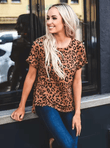 Women’s Leopard Print T-Shirt – Summer Loose Fit Crew Neck Streetwear