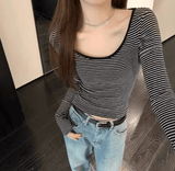 Women’s Slim Fit Long Sleeve T-Shirt – Round Neck, Korean Style, Spring/Autumn Top