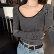 Women’s Slim Fit Long Sleeve T-Shirt – Round Neck, Korean Style, Spring/Autumn Top