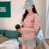 Women’s Pink Striped T-Shirt – Loose Fit, Cotton, Short Sleeve Summer Top