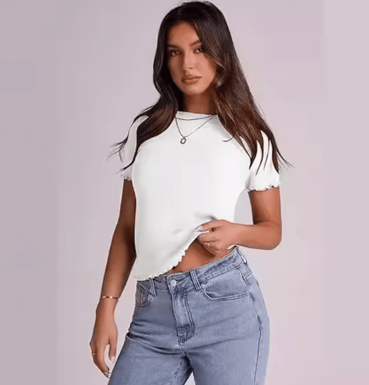 Women’s Slim Fit Round Neck T-Shirt – 2025 Summer Basic Short Sleeve Top