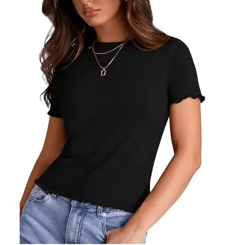 Women’s Slim Fit Round Neck T-Shirt – 2025 Summer Basic Short Sleeve Top
