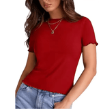 Women’s Slim Fit Round Neck T-Shirt – 2025 Summer Basic Short Sleeve Top