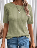 Women’s Lightweight Knitted T-Shirt – Short Sleeve Crew Neck Polo Style