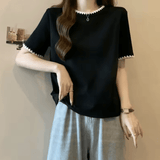 Women’s Loose Fit Cotton T-Shirt – Korean Style Summer Slimming Top