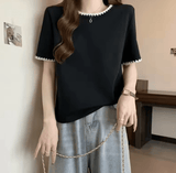 Women’s Loose Fit Cotton T-Shirt – Korean Style Summer Slimming Top