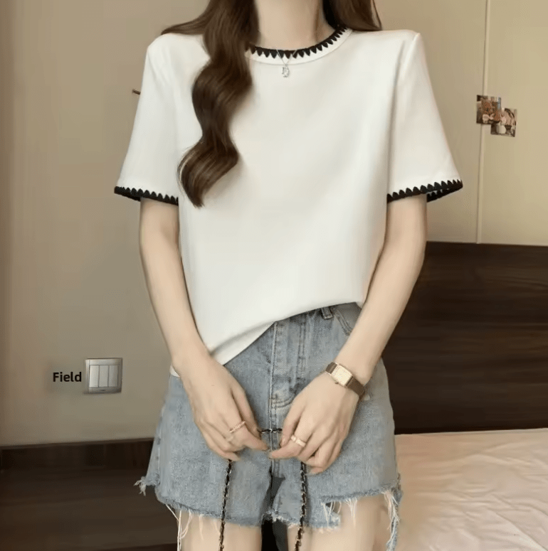 Women’s Loose Fit Cotton T-Shirt – Korean Style Summer Slimming Top