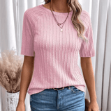 Women’s Lightweight Knit T-Shirt – Casual Short Sleeve Crew Neck Polo Style Top