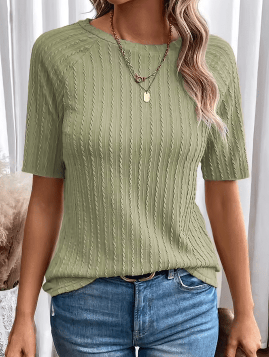 Women’s Lightweight Knit T-Shirt – Casual Short Sleeve Crew Neck Polo Style Top