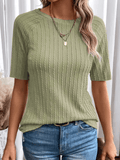 Women’s Lightweight Knit T-Shirt – Casual Short Sleeve Crew Neck Polo Style Top