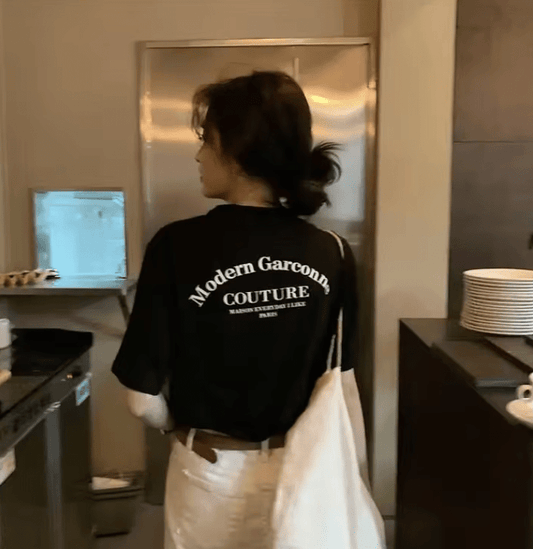 Women’s Loose Fit T-Shirt – Korean Style Summer 2025 Trend with Letter Print & Half Sleeves
