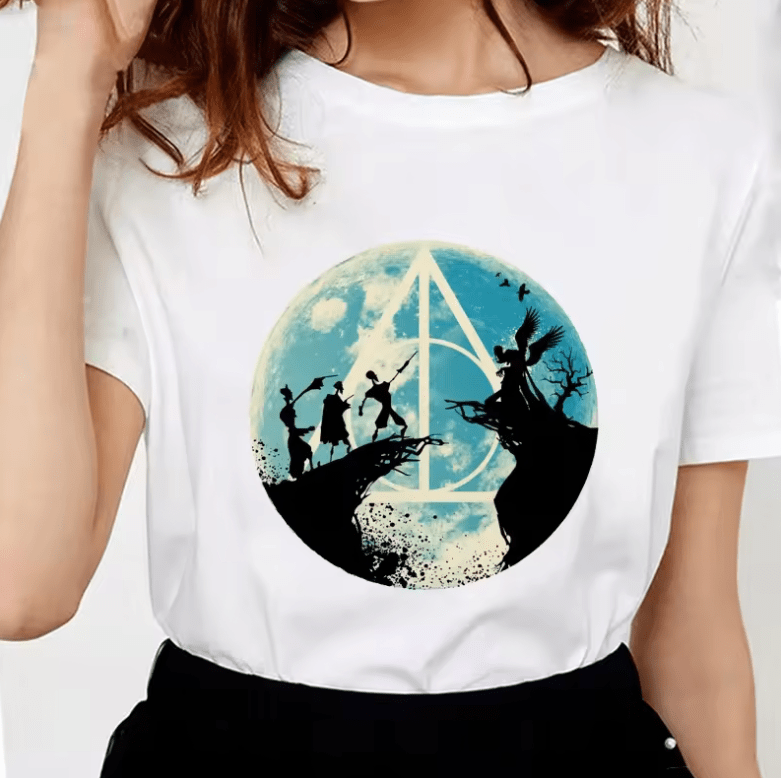 Women’s Deathly Hallows T-Shirt – Funny Three Brothers Tale Graphic Tee, Soft & Casual Fit