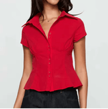 Women’s Y2K Plaid Button Down Shirt – Short Sleeve 90s Streetwear Blouse, Casual Summer Top