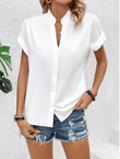 Women’s Solid Color Batwing Sleeve Top – Stylish Spring Summer Short Sleeve Casual Blouse