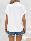Women’s Solid Color Batwing Sleeve Top – Stylish Spring Summer Short Sleeve Casual Blouse