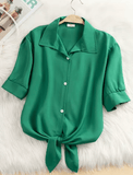 2025 New Women’s Summer Chiffon Blouse – White Short Sleeve Casual Top