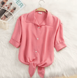 2025 New Women’s Summer Chiffon Blouse – White Short Sleeve Casual Top