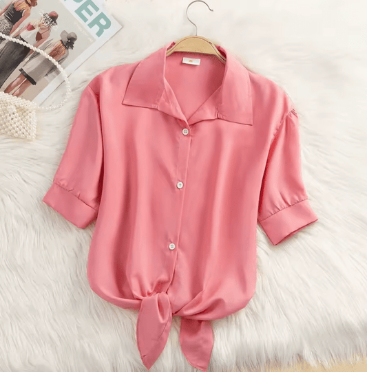 2025 New Women’s Summer Chiffon Blouse – White Short Sleeve Casual Top