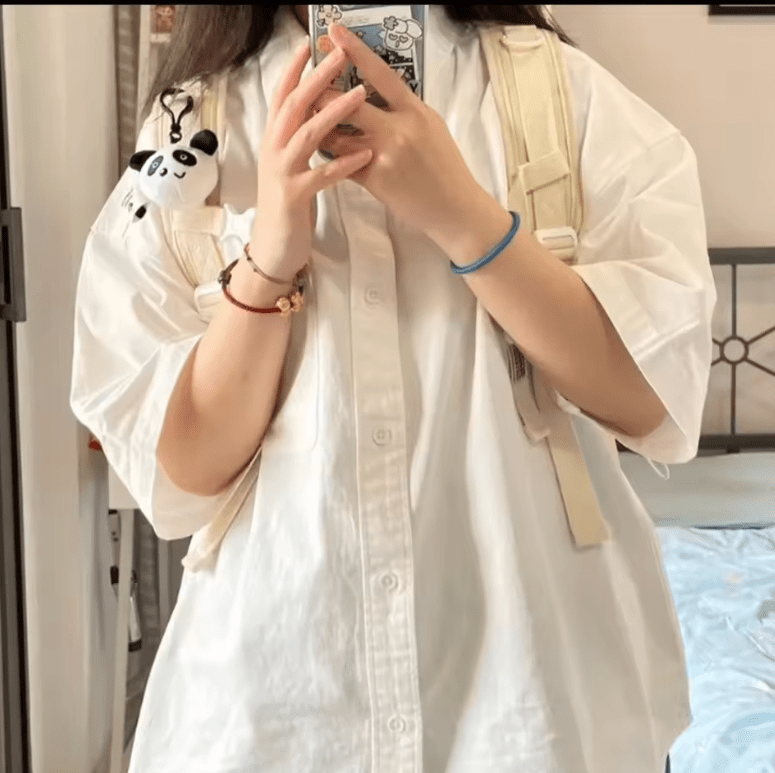 Women’s Loose Casual Short Sleeve Button-Up Shirt – Solid Color Summer Blouse, Minimalist & Versatile Basic Top