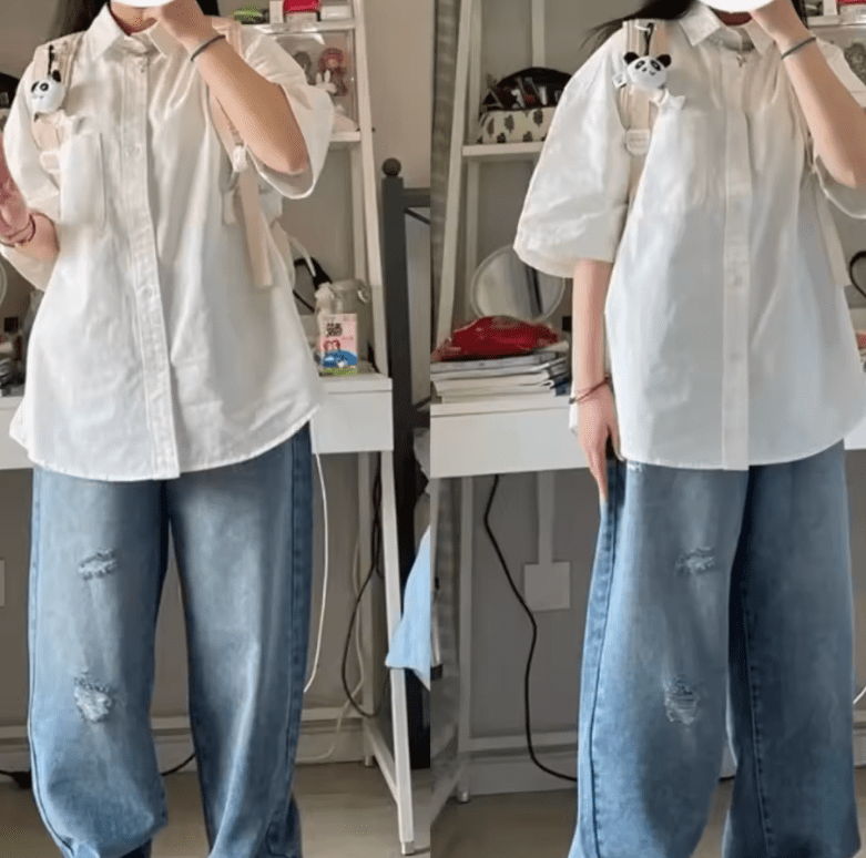 Women’s Loose Casual Short Sleeve Button-Up Shirt – Solid Color Summer Blouse, Minimalist & Versatile Basic Top